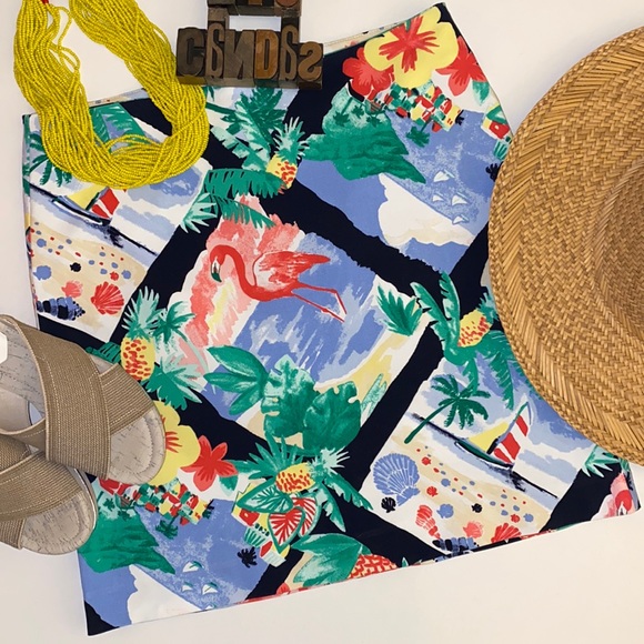 TALBOTS Kitschy Vacation Print A-Line Skirt - Picture 4 of 12